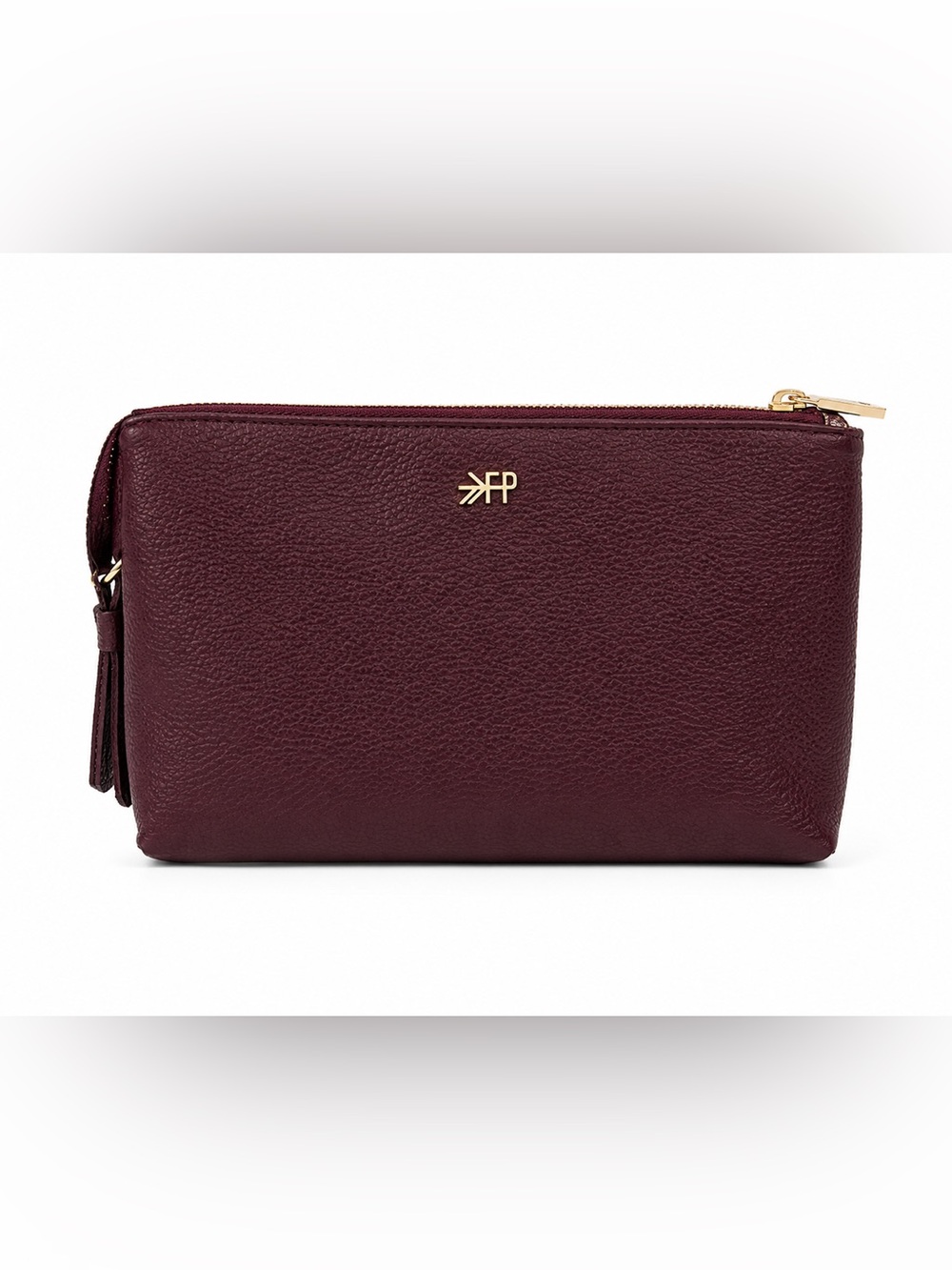 Freshly Picked Maroon Pebbled Leather Zip Clutch